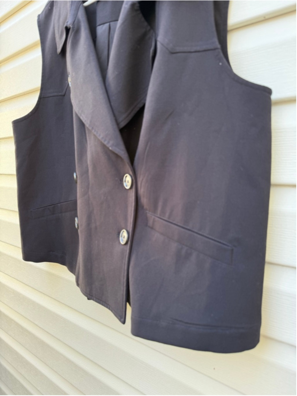Halogen Sleeveless Double Breasted Vest Blazer Black Large NWT Chic - Picture 6 of 7